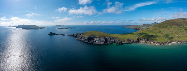 panorama view of Slea Head and the Dingle Peninsula in County Kerry