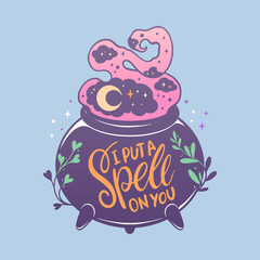 witchs cauldron Halloween illustration