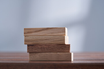 Wooden blocks on gray background