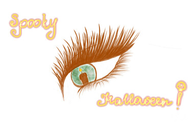 Spooky Halloween eye with a candle