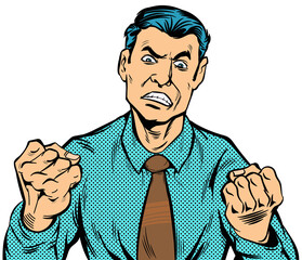 The man was angry, upset.hand drawn style design illustration, transparent background.