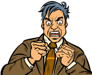 Fototapeta premium The man was angry, upset.hand drawn style design illustration, transparent background.