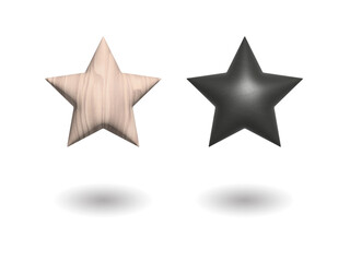 3D realistic wooden and black star vector, christmas decoration element