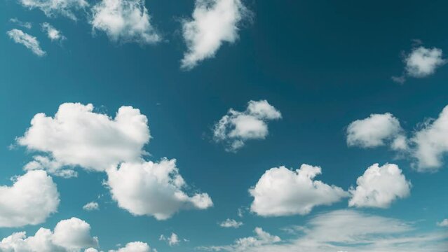 Cloudy Sky With Fluffy Clouds. Natural Background. 4K, Time Lapse, Timelapse, Time-lapse.