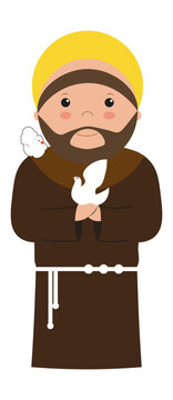 Saint Francis of Assisi Cute Illustration