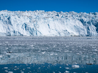 The stunning Eqi Glacier (Eqip Sermia), a rapidly retreating outlet glacier, north of the disko Bay in Western Greenland