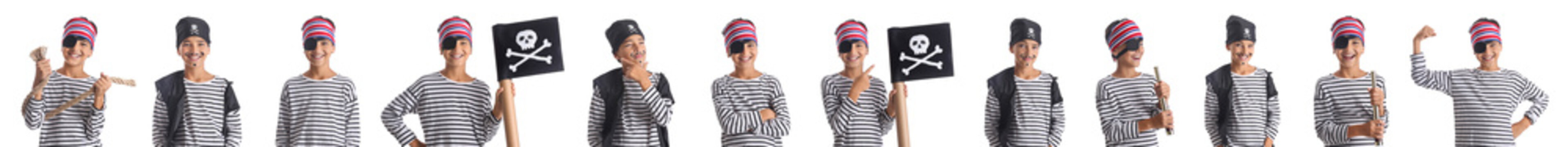 Set of little pirate on white background