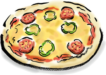 ピザの手描きイラスト