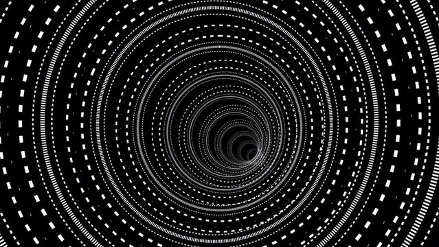 Black and White Optical Illusion Tunnel Psychedelic Stripes Lines - 4K Seamless VJ Loop Motion Background Animation