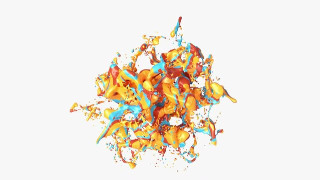 Colorful Paint Splash with droplets. 3d Illustration design.