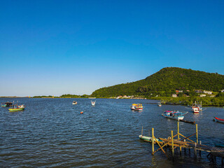 Fototapeta na wymiar Boats on the lake Brazil - Itajaí