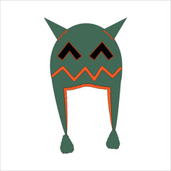 Funny green hat. Cartoon kid cap isolated on white background