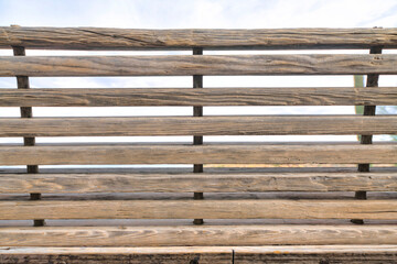 Backrest of a wooden bench located in Tucson, Arizona