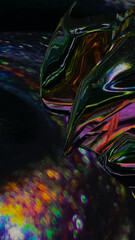 Abstract 3d render, holographic, dark background