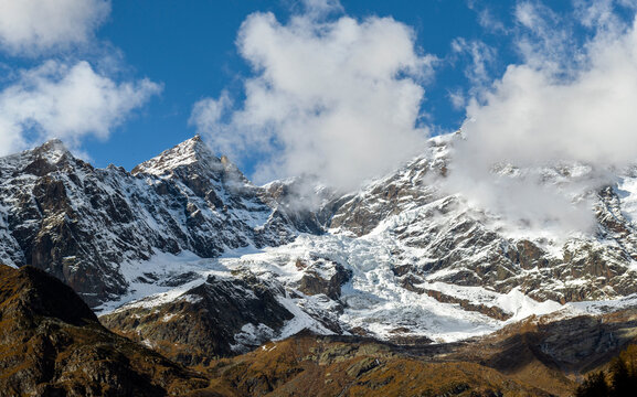 High mountains during late autumn