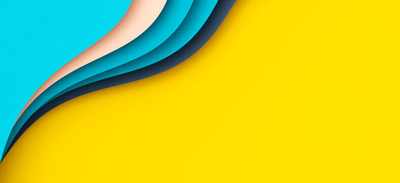 Abstract color papers geometry flat lay composition with blue, pink color  lines and shapes on yellow background, Top view, copy space Stock Photo |  Adobe Stock