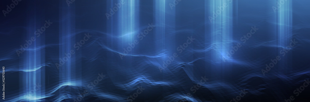 Poster abstract blue background. dark low poly triangle pattern. virtual computer landscape. technology sty