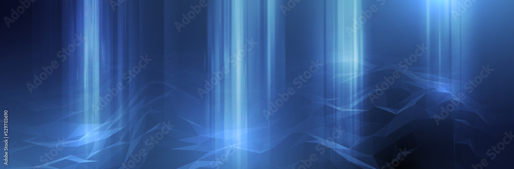 Poster abstract blue background. dark low poly triangle pattern. virtual computer landscape. technology sty
