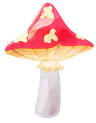 Watercolor fly agaric mushroom