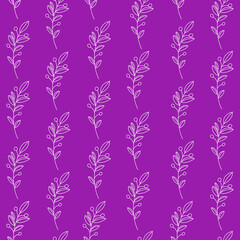 Seamless pink berries on purple background