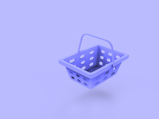 Red empty shopping baskets 3d rendering illustration shopping cart for market 3d render