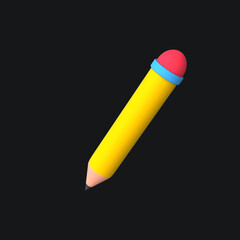 Yellow Pencil  3d rendering 