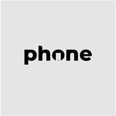 phone logo with writing and black vector icon