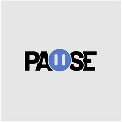 PAUSE logo with blue icon and black writing
