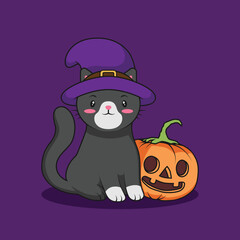 Cute Cat Cartoon Happy Halloween