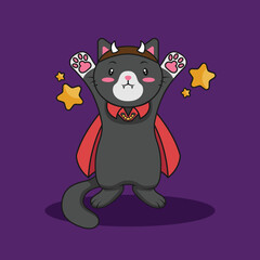 Cute Cat Cartoon Happy Halloween