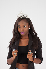 Pensive woman in a tiara