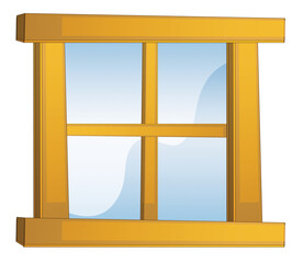 cartoon scene with wooden window isolated illustration for children