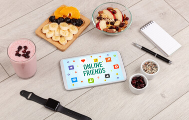 Healthy Tablet Pc compostion, social networking concept