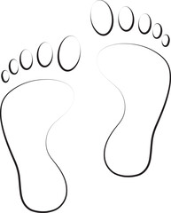 Two footprints. Human footprint icon. silhouette of footprints. footsteps icon or sign for print. Baby feet clean black icon. feet flat design.