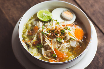 Soto Banjar or Traditional Chicken Soup from South Borneo Kalimantan, Indonesia