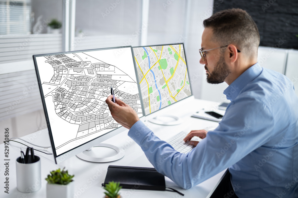 Poster Cadastre Plot Land Map. Building Project