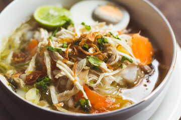 Soto Banjar or Traditional Chicken Soup from South Borneo Kalimantan, Indonesia