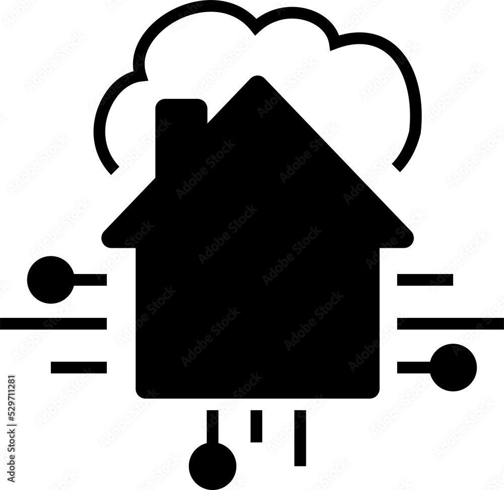 Poster isolated icon of a smart home automation logo. concept of big data, cloud computing and internet of 