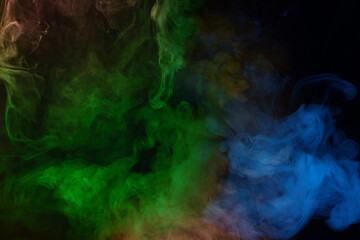 Yellow and pink steam on a black background.