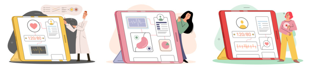 Online medical services mobile app, consultation and prescription medicine, diagnostics, professional doctor connecting and giving consultation for patient, telemedicine metaphor, health care program