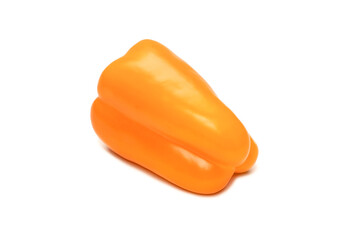 Orange bell pepper isolated on white background. Top view.  Copy space.