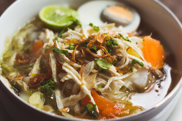 Soto Banjar or Traditional Chicken Soup from South Borneo Kalimantan, Indonesia