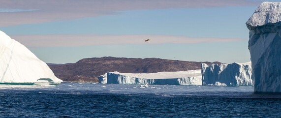 Panorama of Ilulissat Icefiord, Greenland - obrazy, fototapety, plakaty