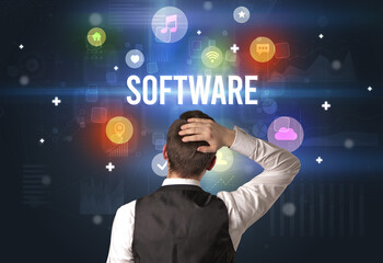 Rear view of a businessman