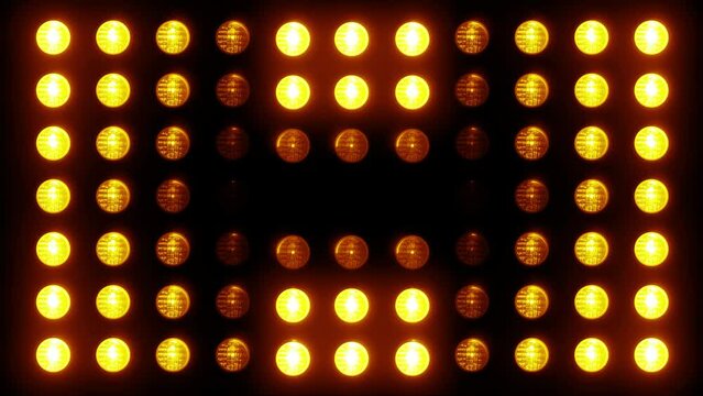flashing Led wall light. Animation of flashing light bulbs on led wall or projectors for stage lights. Flashes on 27 different screens  4K video