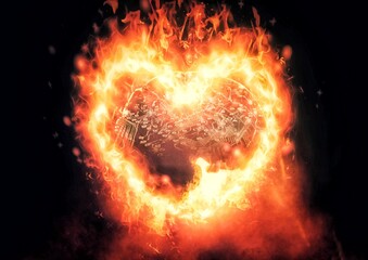 fiery heart on fire