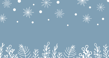 Fototapeta na wymiar Beautiful set of white snowflakes botanical elements for winter design. Collection of Christmas New Year elements. Frozen silhouettes of crystal snowflakes. The apartment has a modern design wallpaper