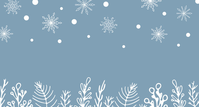 Beautiful set of white snowflakes botanical elements for winter design. Collection of Christmas New Year elements. Frozen silhouettes of crystal snowflakes. The apartment has a modern design wallpaper