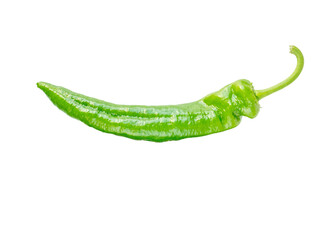 Green long italian frying pepper isolated transparent png. Cuban Cubanelle pepper pod.