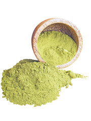 Henna powder in the coconut bowl and in the pile isolated transparent png